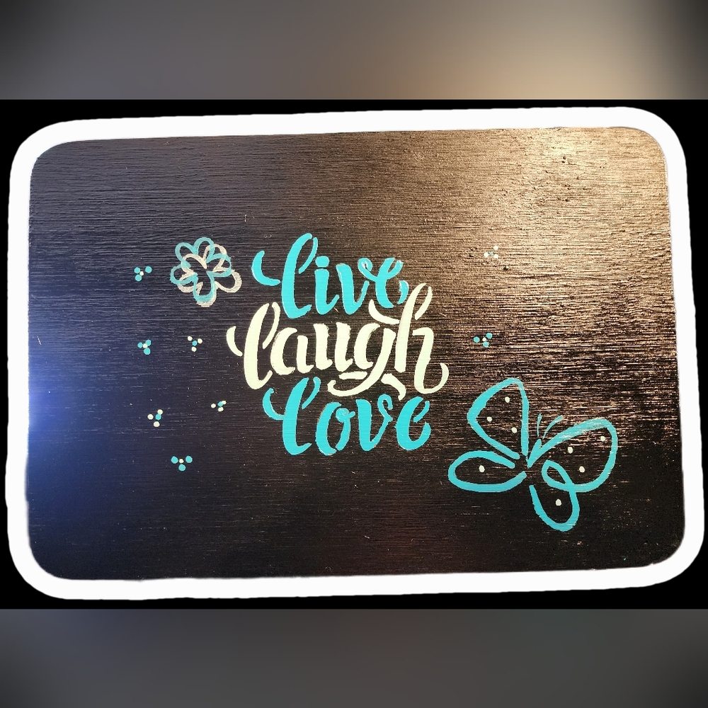 Live Laugh Love Turquoise & White Mixed Media Wall Art